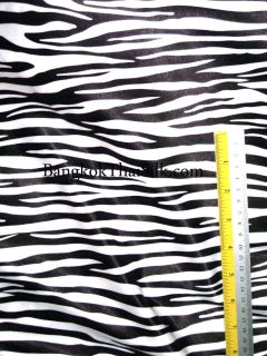 Zebra Animal Print Satin Fabric 45"w Dress Robe Scarf Drape Blouse by The Yard