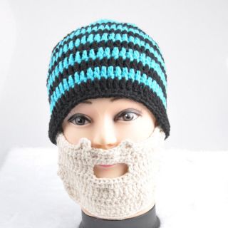 Woolen Crochet Beard Mustache Face Mask Beanie Ski Winter Warm Knit Hat Cap C