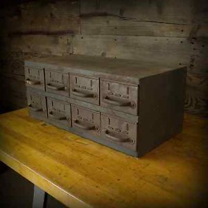 Vintage Industrial Equipto Steel Organizer Storage Cabinet Bins Jewelry Box File