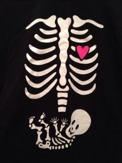 Funny Pregnancy Halloween Costume T Shirt Baby Maternity Skeleton Xray Announce