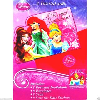 Disney Princess Sparkle Party Invitations 8ct w Seals Party Supplies