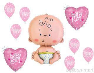 9pc Baby Shower Balloons Set Supplies Decorations Pink Jumbo Its A Girl Welcome