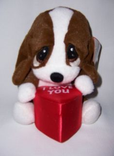 Sad Sam Basset Plush Valentine Heart Gift Box