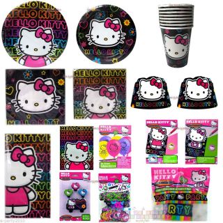 Hello Kitty Neon Pink Black Tween Birthday Party Supplies Pick 1 or Create Set