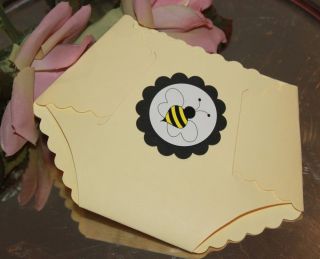 Diaper Baby Shower Invitation Boy or Girl Bumble Bee Themed