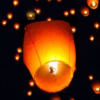 50 White Paper Chinese Lanterns Sky Fly Candle Lamp for Wish Party Wedding