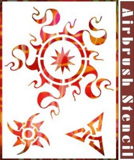 Flame Sun Airbrush Stencil Template Pattern Artwork Paint Party Wall 003076Y 9
