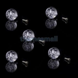 5X Clear Ball w Bubble Door Knob Cabinet Drawer Box Pull Handle DIY Decoration