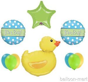 Baby Boy Lime Blue Yellow Baby Shower Balloons Supplies Decorations Newborn Duck