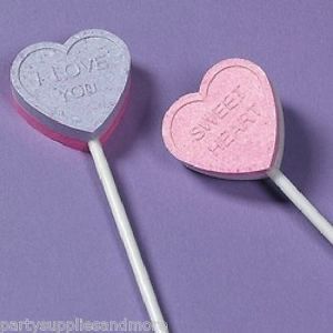 12 Conversation Heart Lollipops Valentine Birthday Wedding Party Favor Candy