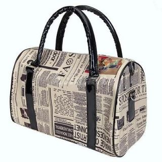 Fashion Newspaper PU Leather Bag Handbag Shoulder Purse