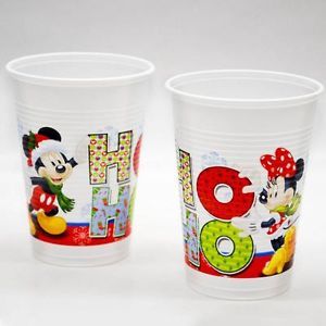8 Red Disney Mickey Minnie Mouse Christmas Party 200ml Plastic Cups