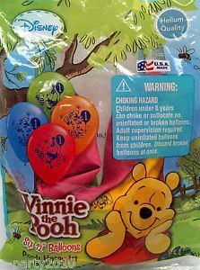 6 Winnie The Pooh Happy 1st Birthday Latex Balloons Party Supplies