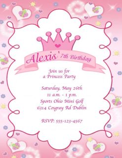 10 Princess Crown Birthday Party Invitations or Thank You Cards w Envelopes
