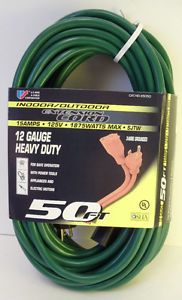 50' 12 Gauge Heavy Duty Indoor Outdoor Extension Cord