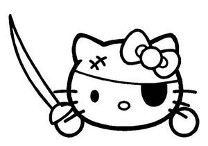 Hello Kitty Pirate Kitty Eye Patch Decal Sticker You Pick Color Car Window Truck