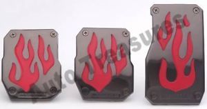 Black Chrome Manual Neon Red Fire Glow Flame Car Truck Lighted Pedals New Set