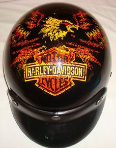 Harley Davidson agv Half Motorcycle Helmet RARE Graphics Design Size M Hot