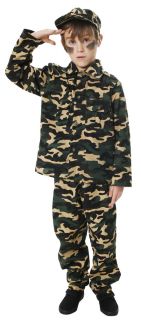 Army Boy Toy Soldier Fancy Dress Childrens Uniform Costume Outfit Hat Age 4 12