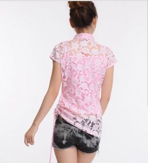 Charming Chinese Women's Tops Shirt Cheongsam Pink Sz s M L