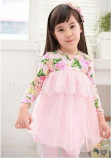 New Kids Girls Princess Lovely Cotton 3 4 Sleeve Tutu Tulle Dress AGES3 8Y