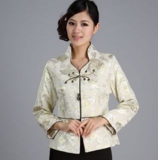 Charming Chinese Women's Silk Embroidery Jacket Coat White Sz M L XL XXL XXXL