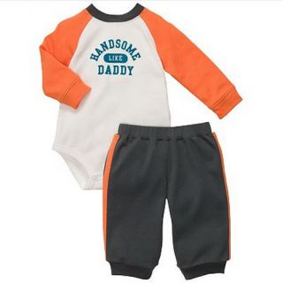 Carters Baby Boy Clothes 2 Piece Set Orange Gray 3 6 9 12 18 24 Months