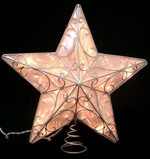 Lighted Silver Star Christmas Tree Topper Clear Lights