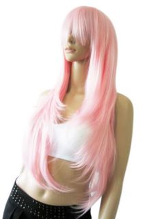 New 70cm Long Baby Light Pink Sexy Wavy Anime Cosplay Party Hair Full Wig YL129