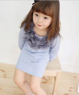 New Kids Toddlers Cotton Girls Pink Blue Flower Princess Dress Shirt sz2 7Y