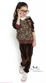 New Kids Lovely Girls Leopard Print Coats and Trouser Outfits Sets Sz3 8years