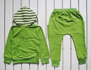 Lovely Kids Boys Girls Clothes Zipper Hooded Tops and Pants Outfits Sets sz2 7Y