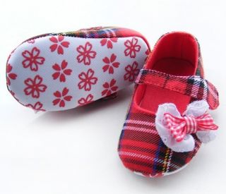 Baby Toddler Girls Tartan Designer Shoes Red Pink Beige Cute First Size Pram