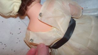 Vtg 1950s 1960s Drink Wet Vinyl 14" Baby Doll Rooted Brown Hair Clothes Sleepy