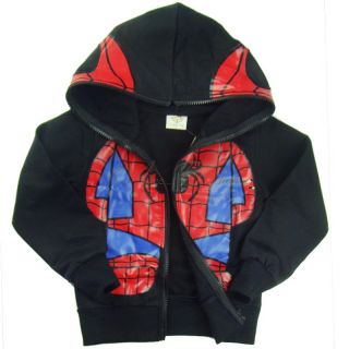 New Boys Kids Spiderman Top Coat Hoodies Full Zipper Mask Jacket Sz 2 7 Years