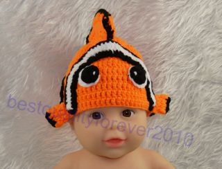 Newborn Baby Boy Girl Clown Fish Crochet Knit Hat Cap Photography Photo Prop K11