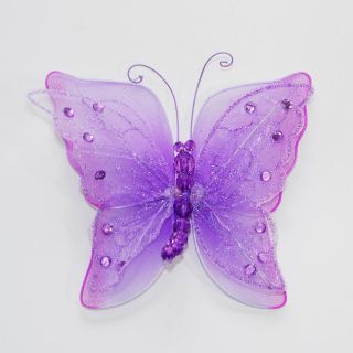 5" Sheer Nylon Crystal Wire Butterfly w Rhinestones Party Decorations 12pcs