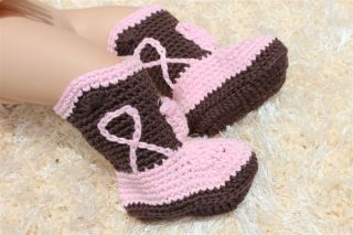 New Handmade Knit Crochet Cowboy Baby Boots Shoes Newborn Photo Prop 16 Color