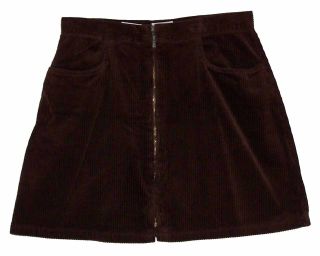 NY Jeans Sz 14 Corduroy Womens Brown Mini Skirt KI52