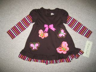 New "Orange Chocolate Butterfly" Pants Girls 3T Fall Winter Clothes Toddler Kids