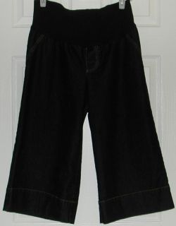 Bisou Bisou Black Denim Capri Stretch Maternity Pants Size Large Jeans