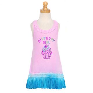 Baby Girls Size 18M Pink Aqua Birthday Girl Cupcake Ruffle Dress