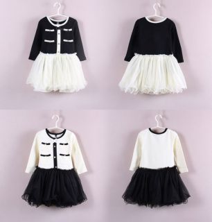 New Pretty Kids Toddlers Girls Round Collar Gauze Cake Skirt Tutu Dress AGES2 7Y