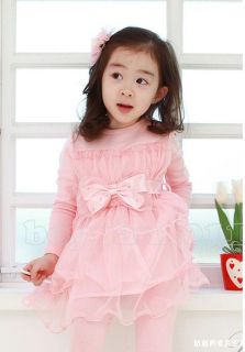 New Kids Toddlers Girls Light Pink Green Flower Princess Tutu Dress AGE2 7yrs