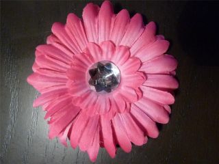 Crystal Gerber Daisy Flower Baby Girls Bow Clip 4" Pink Black Orange Blue White