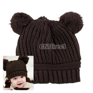 Fashion Korean Baby Lovely Dual Ball Girl Boy Wool Knit Sweater Winter Cap Hat