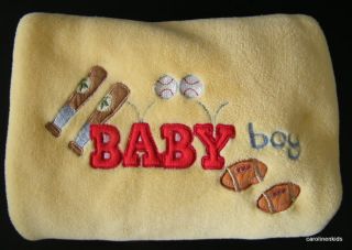 Yellow Baseball Bat Football Northpoint Red Letters Baby Security Blanket Plush