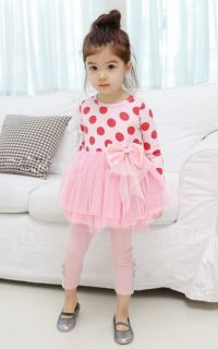 New Kids Girls Princess Dot Bowknot Cotton Voile Tutu Dress sz2 7Y