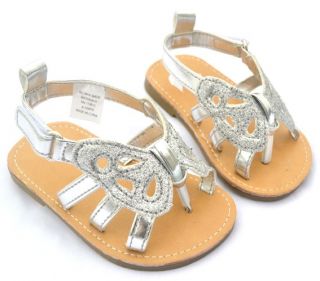 Silver Butterfly Kids Toddler Baby Girl Shoes Sandals 9 18 Months