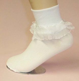 Baby's White Designer Ruffled Socks Size s or M